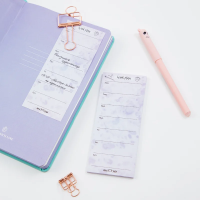 Блок для записей с клейким краем Meshu Color splash Lilac week plan, 140х50мм, 50 листов, 80 г/м2.