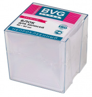 Блок для записей непроклеенный Bvg Premium белый, 90х90х90мм, в прозрачном боксе