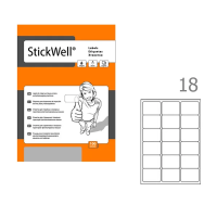 Этикетки самоклеящиеся Stickwell 11245, белые, 63.5x46.6мм, 1800шт