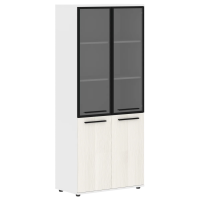 Шкаф высокий широкий EHCS 85.7 Ясень Траун/Черный/Белый 852х430х1967 EDIS