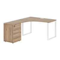 Стол эргономичный с тумбой EQCET 1318(L) Дуб Денвер светлый/Белый 1360х1880х750 EDIS