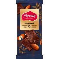 Шоколад Россия Щедрая душа темный с миндалем, 75г