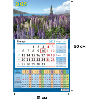 Календарь настенный моноблочный с табелем,2025,Летн. день,офс,1спир,310х500