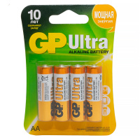 Батарейка Gp Ultra AA, (LR06) 15AU алкалиновая, 4шт/уп