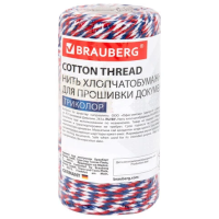 Нить хлопчатобумажная для прошивки документов, ТРИКОЛОР, диаметр 1,6 мм, длина 120 м, BRAUBERG, 7003