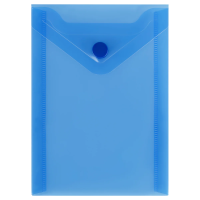 Папка-конверт на кнопке СТАММ А6 (105*148мм), 150мкм, пластик, прозрачная, синяя