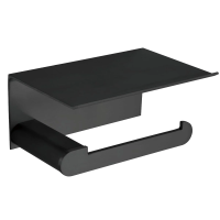 Держатель туалетной бумаги Nofer Capri с полочкой, черный, 16228.N