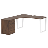 Стол эргономичный с тумбой EVCET 1518(L) Дуб Денвер тёмный/Белый 1560х1880х750 EDIS