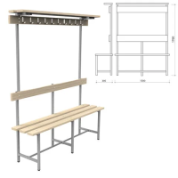 Скамья с вешалкой, спинкой и полкой 'СВТ 8', 1760х1500х395 мм, 10 крючков, каркас металлический серы