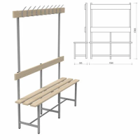 Скамья с вешалкой, спинкой 'СВТ 5', 1765х1500х395 мм, 10 крючков, каркас металлический серый, сидень