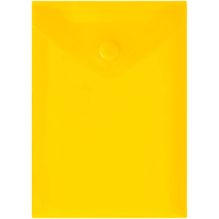 Папка-конверт на кнопке СТАММ А6 (105*148мм), 150мкм, пластик, прозрачная, желтая