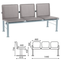 Секция многоместная Терра Терра кожзам, каркас серебристый