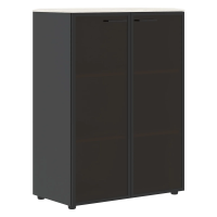 Шкаф со стеклянными дверьми в рамке JMC 85.7 Ясень белый/Антрацит 856х452х1184 JAY