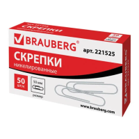 Скрепки канцелярские Brauberg 50мм, овальные, металлические, 50шт/уп