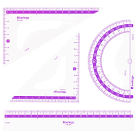 Набор чертежный средний Berlingo 'Color' (треуг. 2шт, линейка 20см, транспортир), прозрачный