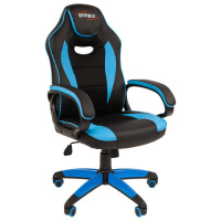 Кресло компьютерное BRABIX 'Blaze GM-162', TW/экокожа, черное/голубое, 532578, 7083506
