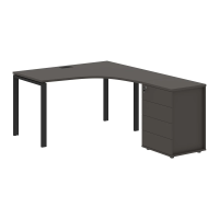 Стол эргономичный с тумбой EUCET 1318(R) Мокко/Черный 1360х1880х750 EDIS