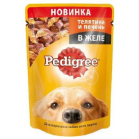 Корм для собак PEDIGREE с телятиной и печенью в желе, 85г