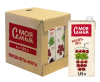 Напиток сокосодержащий Моя семья Вишнята-мята, 1.93л x 6 шт