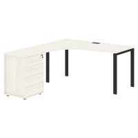 Стол эргономичный с тумбой EUCET 1518(L) Ясень Траун/Черный 1560х1880х750 EDIS