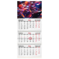 Календарь квартальный 2026 г., 3 блока, 3 гребня, бегунок, офсет, BRAUBERG, 'Волшебные пузырьки', 11