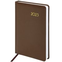 Ежедневник датированный 2023 А5 138x213 мм BRAUBERG 'Select', балакрон, коричневый, 114059