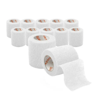 Бинт эластичный бандажный защитный самофиксирующийся, 4,5 м х 5 см, 12 рулонов, белый, DASWERK, 6800
