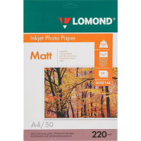 Фотобумага для струйных принтеров Lomond А4, 50 листов, 220г/м2, матовая, двусторонняя, 102144