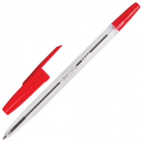 Шариковая ручка Brauberg Line красная, 0.5мм, прозрачный корпус
