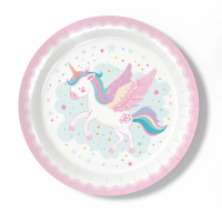 Тарелка одноразовая Единорог бумажная 18см, 6шт