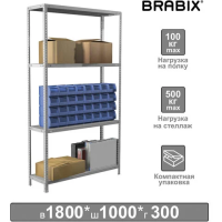 Стеллаж металлический Brabix MS KD-185/30-4 1850х1000х300мм, 4 полки