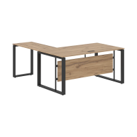 Стол руководителя угловой ECT 1619 Дуб Денвер светлый/Антрацит 1600х1900х750 ENIO