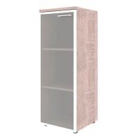 Шкаф-колонка средний Skyland Xten XMC 42.7, левый, дуб сонома, 432х432х1190мм, со стеклянной дверью в алюминиевой раме, с топом