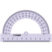 Транспортир 10см, 180° СТАММ, прозрачный тонированный