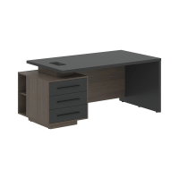 Стол руководителя с тумбой VCT 1890(L) Яшма черный/Дуб Сильвер 1800х900х750 VELION