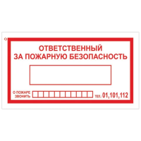 Знак Ответственный за пожарную безопасность 140х250мм, самоклеящаяся пленка ПВХ, В 43