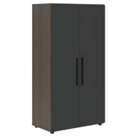 Шкаф средний широкий VMCS 80.1 Яшма черный/Дуб Сильвер 800х430х1517 VELION