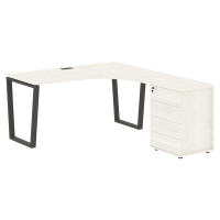 Стол эргономичный с тумбой EVCET 1518(R) Ясень Траун/Мокко 1560х1880х750 EDIS