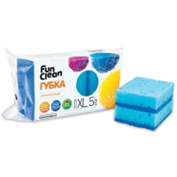 Губка для мытья посуды Fun Clean XL 2.5х10х7см, 5шт/уп, с абразивным слоем