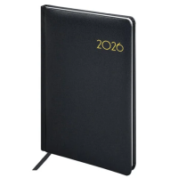 Еженедельник датированный 2026, А5, 145х215 мм, BRAUBERG 'Select', балакрон, черный, 117182