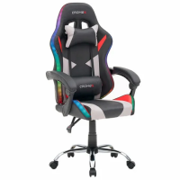 Кресло компьютерное CROMEX (КРОМЕКС) 'Quantum GM-155 RGB', подсветка, две подушки, экокожа, черное/к