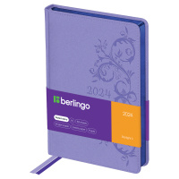 Ежедневник датированный Berlingo Starlight S фиолетовый, A5, 184 листа, под кожу, металлик срез, 202