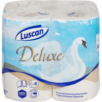 Туалетная бумага Luscan в рулоне, белая, 19.35м, 3 слоя, 8 рулонов