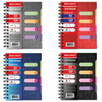 Тетрадь Brauberg Rich, А5, 120 листов, в линейку, на спирали, пластик, 4 разделителя