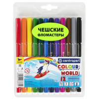 Фломастеры для рисования Centropen Colour World 12 цветов, смываемые