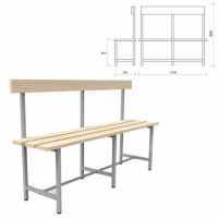 Скамья для раздевалок Титан СТ 5 1500х350х860мм, деревянна спинка