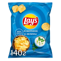 Чипсы Lay's Сметана и зелень, 140г