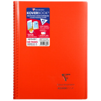 Бизнес-тетрадь 80л., А4, клетка на гребне Clairefontaine 'Koverbook', пластик. обложка, красная, 90г