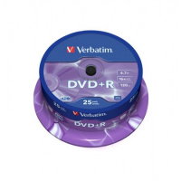 Диск DVD+R Verbatim 4.7Gb, 16х, Cake Box, 25шт/уп