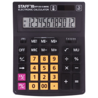 Калькулятор настольный Staff Plus STF-333-BKRG черный-оранжевый, 12 разрядов